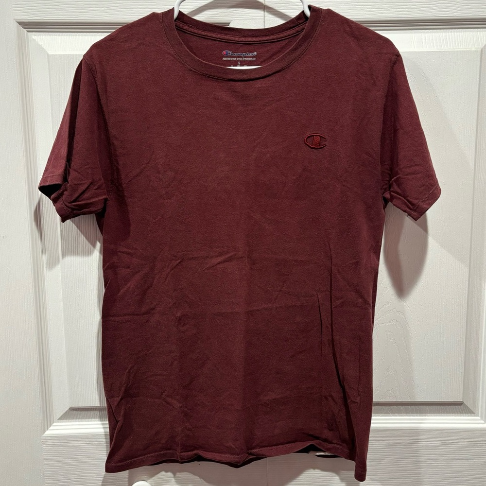 CHAMPION Men’s Classic Cotton C Logo Short Sleeve Tee T Shirt Top - burgundy, S